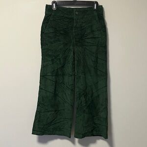 NWT Pact Green Corduroy Organic Cotton Wide-Leg Pants
